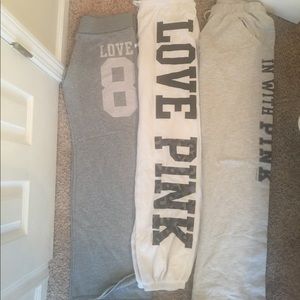 3 Victoria secret sweatpants size medium